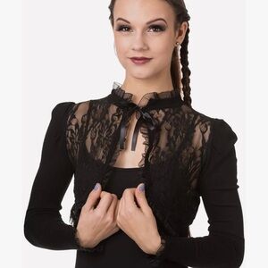 Banned Apparel Alternative Black Lace Bolero Knit Sweater Gothic Size XL